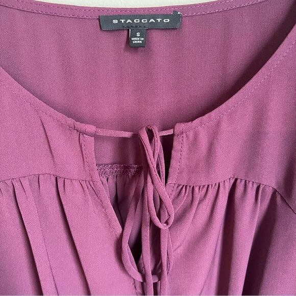 Stitch Fix Staccato Blouse Top Small Draped 3/4 Sleeve Tie Neck - Picture 3 of 7